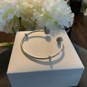 Pandora open bangle ,pink CZ ,925 sterling silver